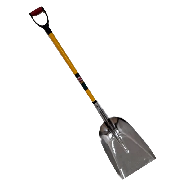 Tombo Scoop Stainless Steel shovel with fiberglass handle and D-grip