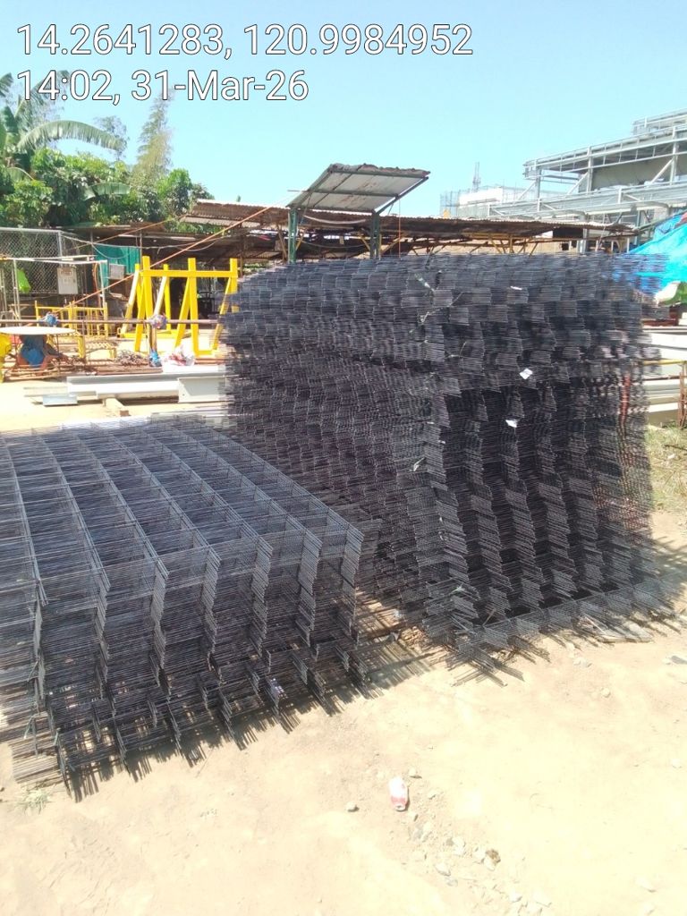 Steel matting sheets stacked at a multi-storey building site — Una Wire Products