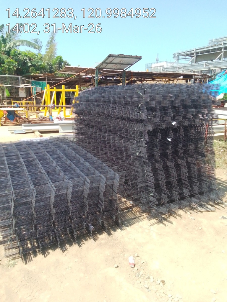 Steel matting sheets stacked at a multi-storey building site — Una Wire Products