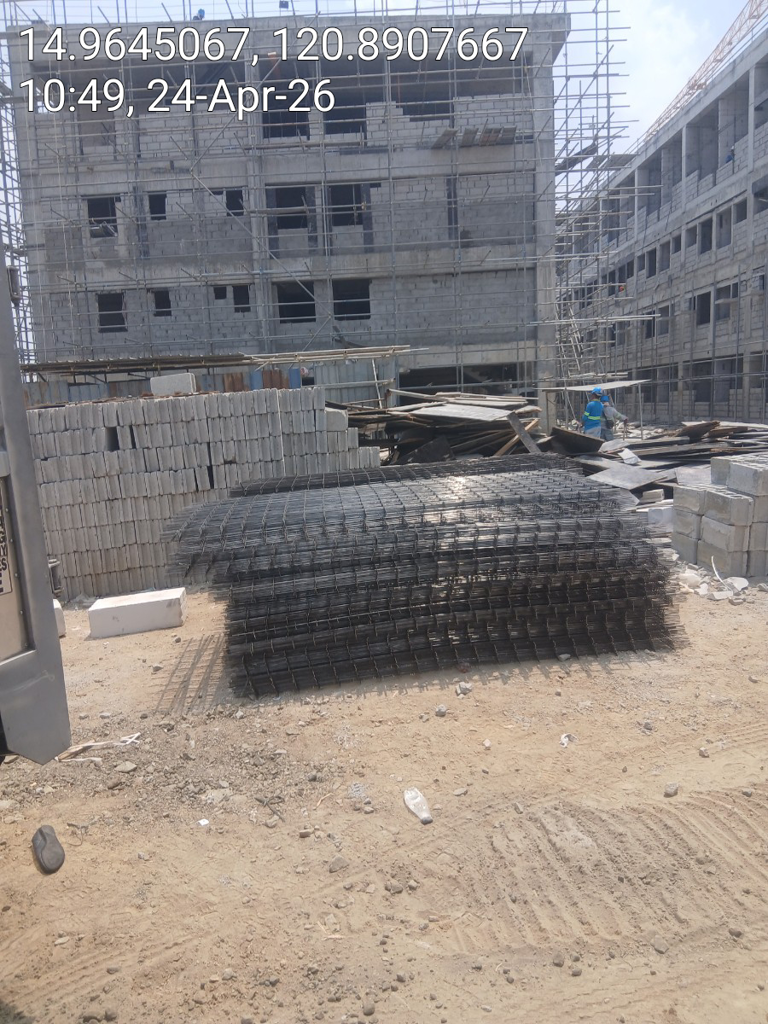 Steel matting delivered to high-rise construction site Philippines